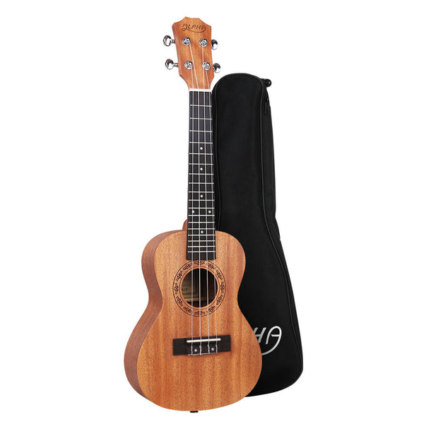 Alpha 23" Ukulele Natural Mahogany Concert Beginner Gift W/ Carry Bag Ukuleles