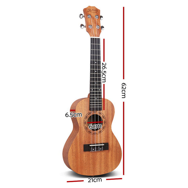 Alpha 23" Ukulele Natural Mahogany Concert Beginner Gift W/ Carry Bag Ukuleles