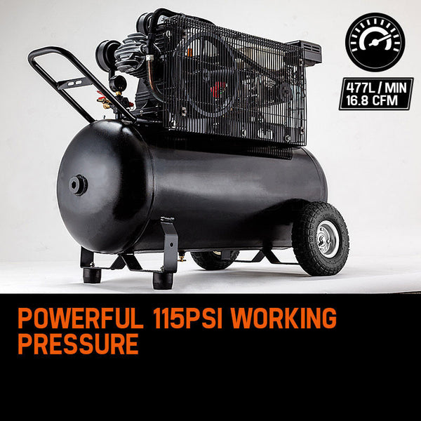 Unimac 8Hp Air Compressor 115Psi 120L Petrol Powered Industrial Conditioning Air Compressors
