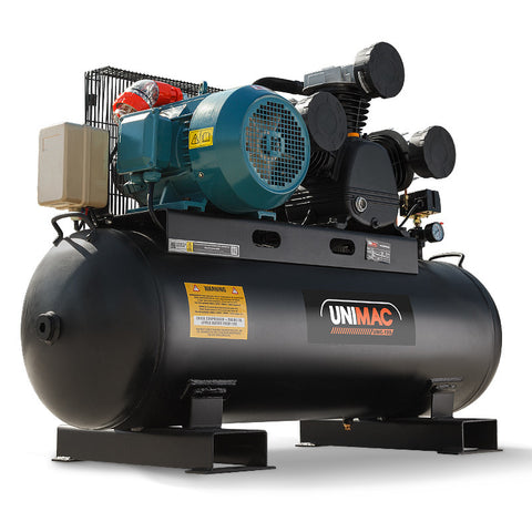 Unimac 150L 7.5Kw Electric Air Compressor Tank 115Psi Conditioning 3 Phase Air Compressors