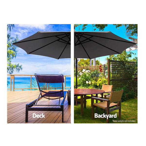 Instahut 3M Outdoor Umbrella Cantilever Beach Garden Patio Charcoal Patio Umbrellas