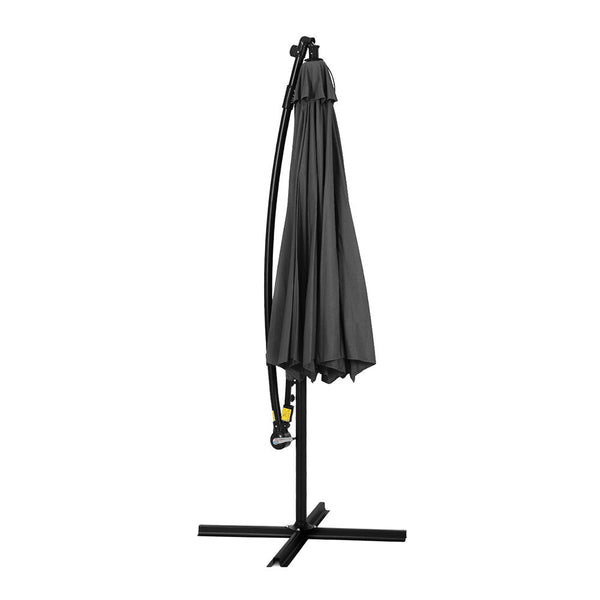 Instahut Outdoor Umbrella 3M Cantilever Beach Led Garden Shade Patio Charcoal Patio Umbrellas
