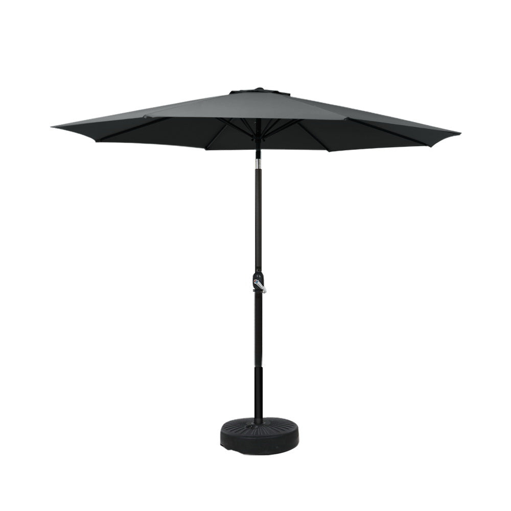 Instahut Outdoor Umbrella 2.7M Base Beach Pole Garden Tilt Sun Patio Uv Black Patio Umbrellas