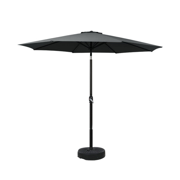 Instahut Outdoor Umbrella 2.7M Base Beach Pole Garden Tilt Sun Patio Uv Black Patio Umbrellas