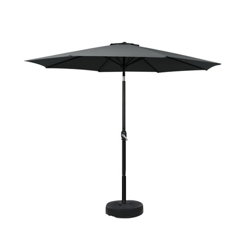 Instahut Outdoor Umbrella 2.7M Base Beach Pole Garden Tilt Sun Patio Uv Black Patio Umbrellas