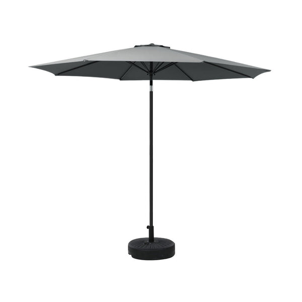 Instahut 2.7M Outdoor Umbrella W/Base Pole Stand Garden Sun Charcoal Patio Umbrellas