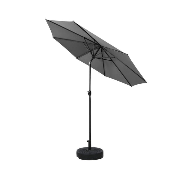 Instahut 2.7M Outdoor Umbrella W/Base Pole Stand Garden Sun Charcoal Patio Umbrellas