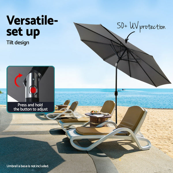 Instahut Outdoor Umbrella 2.7M Beach Pole Garden Tilt Sun Patio Uv Charcoal Patio Umbrellas