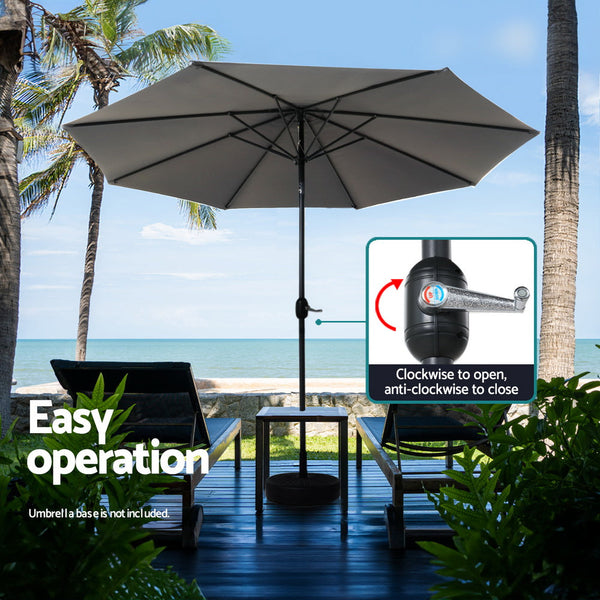 Instahut Outdoor Umbrella 2.7M Beach Pole Garden Tilt Sun Patio Uv Charcoal Patio Umbrellas
