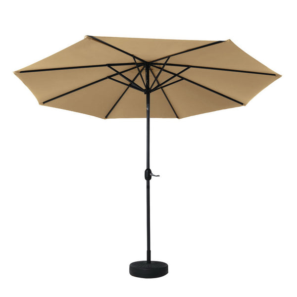 Instahut 3M Outdoor Umbrella W/Base Pole Tilt Beach Garden Patio Beige Patio Umbrellas