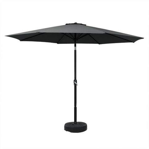 Instahut Outdoor Umbrella 3M Base Beach Pole Garden Tilt Sun Patio Uv Black Patio Umbrellas