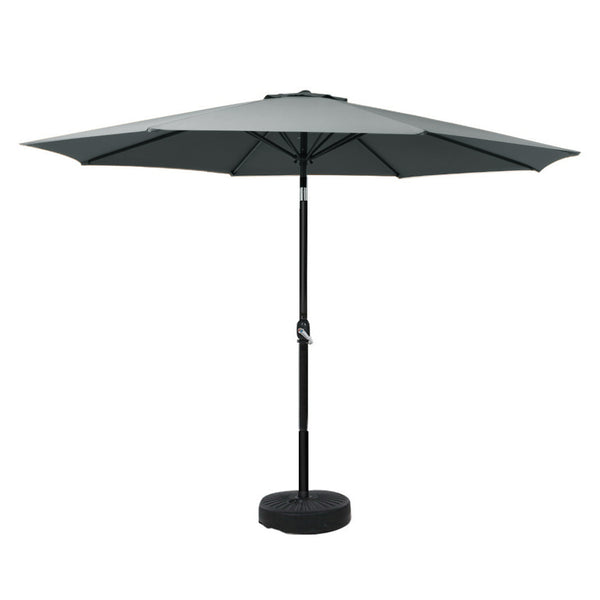 Instahut Outdoor Umbrella 3M Base Beach Pole Garden Tilt Sun Patio Uv Charcoal Patio Umbrellas