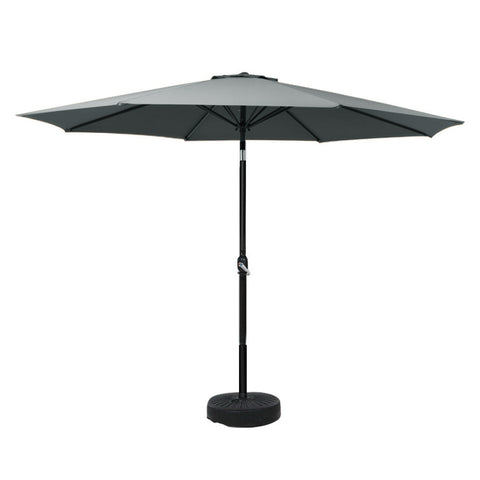Instahut Outdoor Umbrella 3M Base Beach Pole Garden Tilt Sun Patio Uv Charcoal Patio Umbrellas