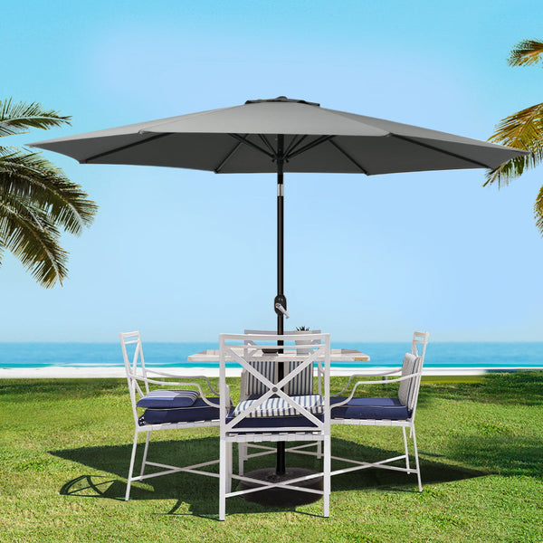 Instahut 3M Outdoor Umbrella Beach Pole Garden Patio Tilt Charcoal Patio Umbrellas