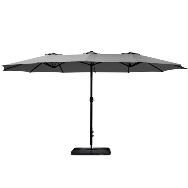 Instahut 4.57M Outdoor Umbrella W/Base Stand Beach Pole Garden Tilt Charcoal Patio Umbrellas