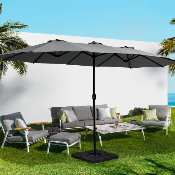 Instahut 4.57M Outdoor Umbrella Beach Pole Garden Tilt Charcoal Patio Umbrellas