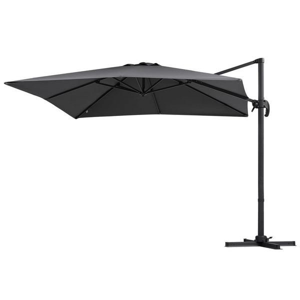 Instahut Outdoor Umbrella 3M Umbrellas Cantilever Stand Sun Roma 360 Degree Charcoal Patio Umbrellas