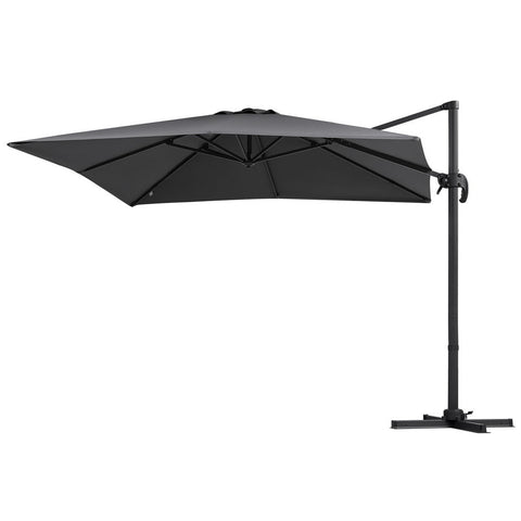 Instahut Outdoor Umbrella 3M Umbrellas Cantilever Stand Sun Roma 360 Degree Charcoal Patio Umbrellas