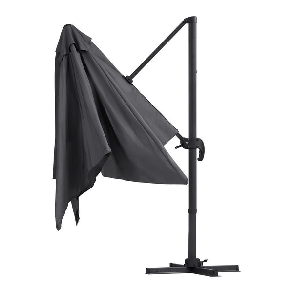 Instahut Outdoor Umbrella 3M Umbrellas Cantilever Stand Sun Roma 360 Degree Charcoal Patio Umbrellas