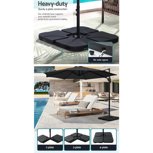 Instahut 3M Outdoor Umbrella W/Base Cantilever Beach Roma 360 Degree Tilt Black Patio Umbrellas
