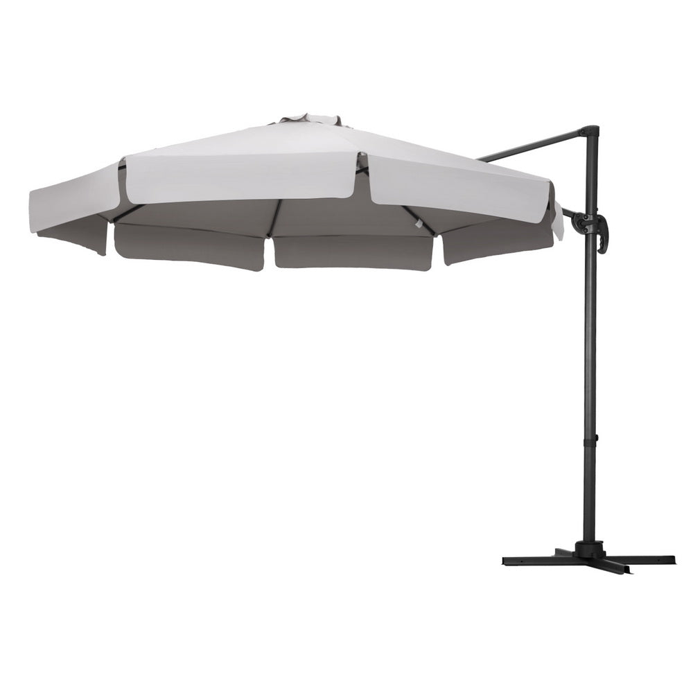 Instahut 3M Outdoor Umbrella Cantilever 360 Degree Tilt Beach Roma Grey Patio Umbrellas