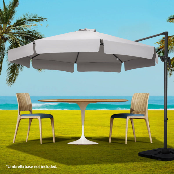Instahut 3M Outdoor Umbrella Cantilever 360 Degree Tilt Beach Roma Grey Patio Umbrellas