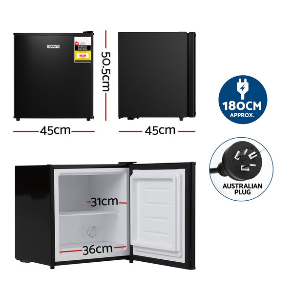 Devanti 31L Small Upright Freezer Vertical Black Mini Fridges