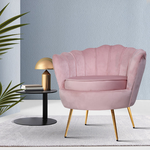 Artiss Velvet Armchair Pink Furniture For Home And Garden Sofas Armchairs Couches Sofas Armchairs & Couches