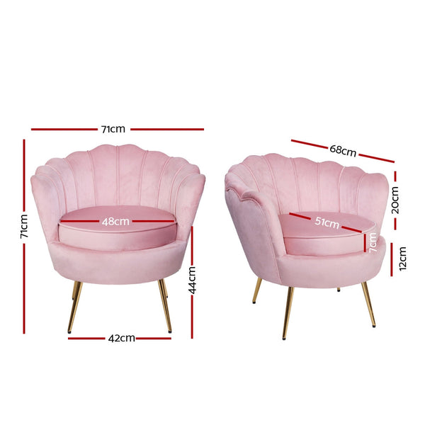Artiss Velvet Armchair Pink Furniture For Home And Garden Sofas Armchairs Couches Sofas Armchairs & Couches
