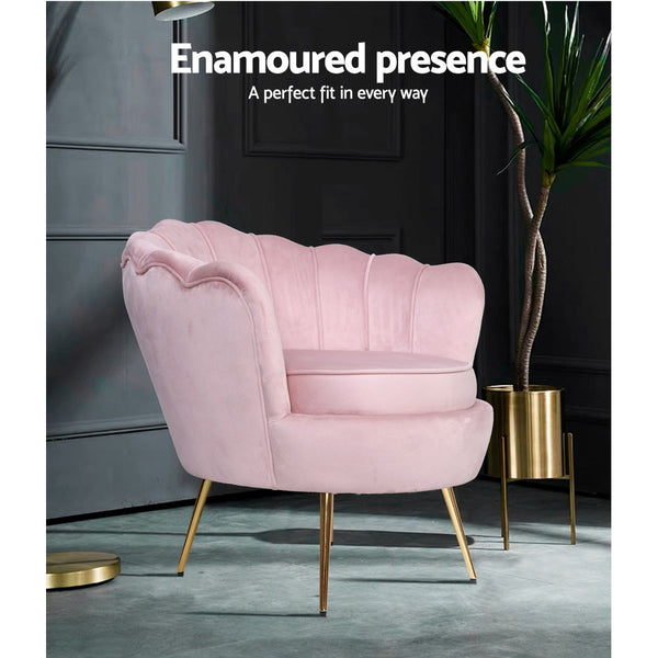 Artiss Velvet Armchair Pink Furniture For Home And Garden Sofas Armchairs Couches Sofas Armchairs & Couches