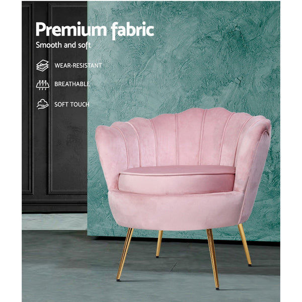 Artiss Velvet Armchair Pink Furniture For Home And Garden Sofas Armchairs Couches Sofas Armchairs & Couches