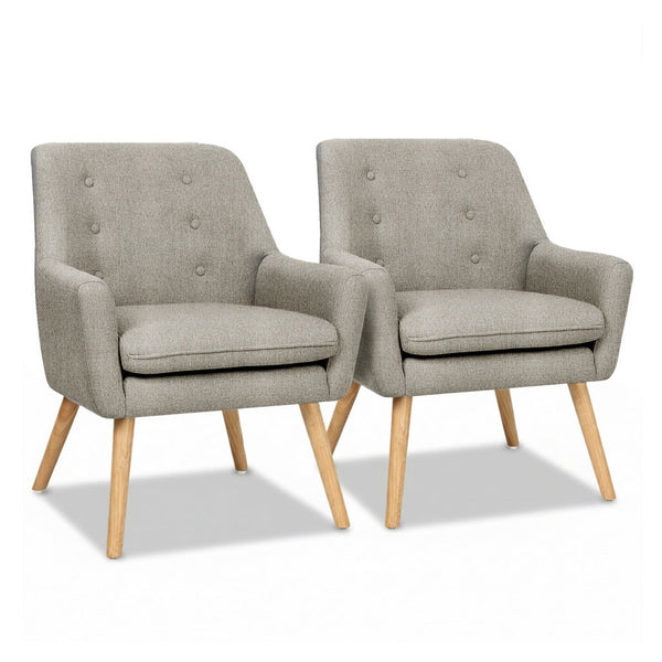 Artiss 2X Armchair Lounge Chair Accent Tub Beige Anne Sofas Armchairs & Couches