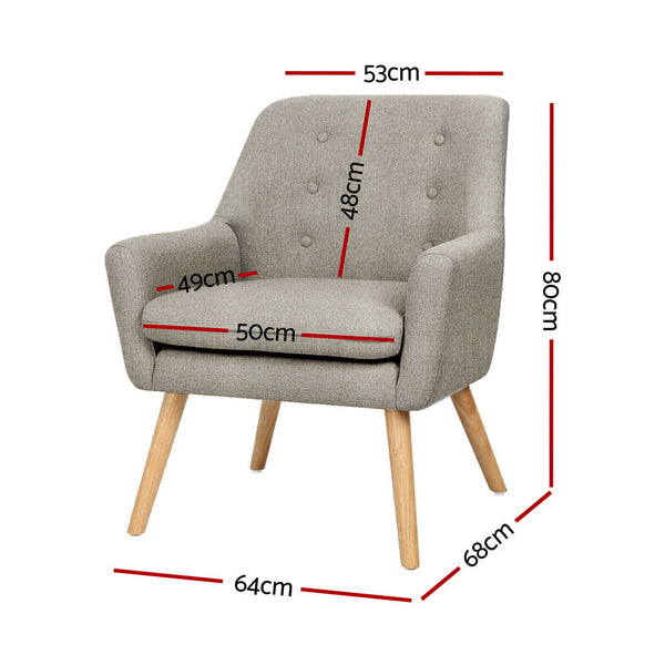 Artiss 2X Armchair Lounge Chair Accent Tub Beige Anne Sofas Armchairs & Couches