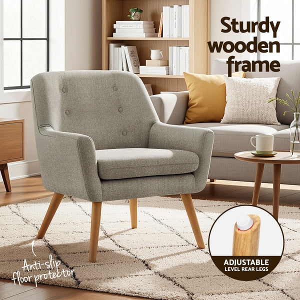 Artiss 2X Armchair Lounge Chair Accent Tub Beige Anne Sofas Armchairs & Couches