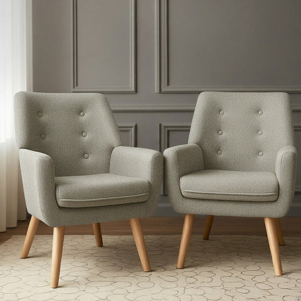 Artiss 2X Armchair Lounge Chair Accent Tub Beige Anne Sofas Armchairs & Couches