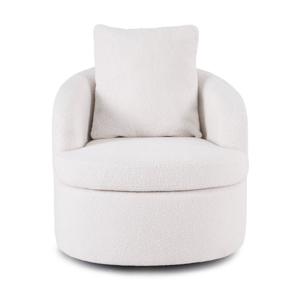 Artiss Round Swivel Armchair Extra Pillow White Sofas Armchairs & Couches