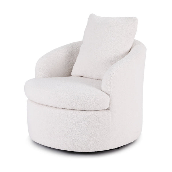 Artiss Round Swivel Armchair Extra Pillow White Sofas Armchairs & Couches