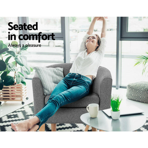 Artiss Abby Grey Fabric Armchair Furniture For Home And Garden Sofas Armchairs & Couches