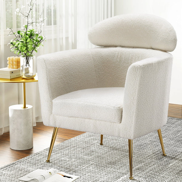 Artiss Armchair Boucle Fabric White Yoli Sofas Armchairs & Couches