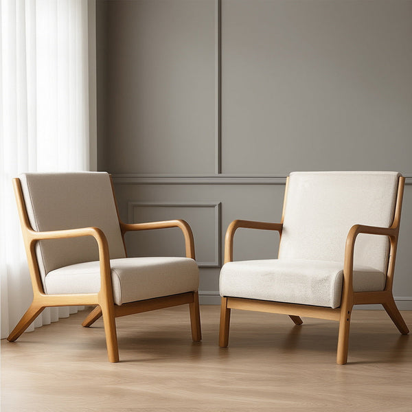 Artiss 2X Armchair Faux Fabric Beige Sofas Armchairs & Couches