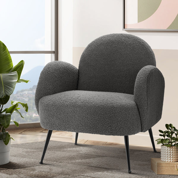 Artiss Armchair Boucle Charcoal Hanes Sofas Armchairs & Couches