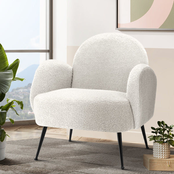 Artiss Armchair Boucle White Hanes Sofas Armchairs & Couches