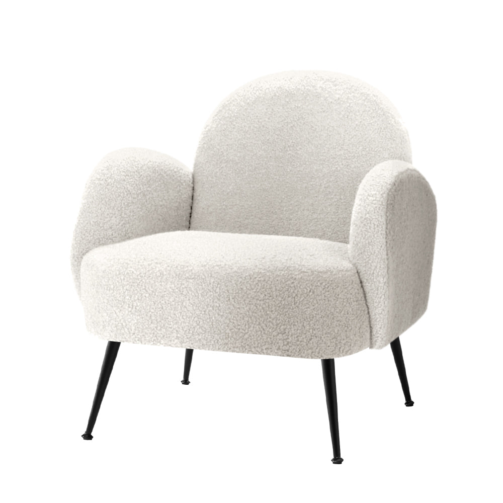 Artiss Armchair Boucle White Hanes Sofas Armchairs & Couches