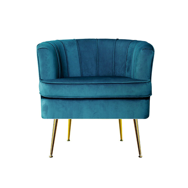 Artiss Armchair Velvet Blue Norvia Sofas Armchairs & Couches
