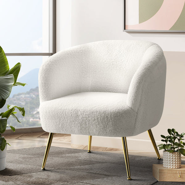 Artiss Sherpa Boucle Armchair White Lounge Chair Furniture For Home And Garden Sofas Armchairs & Couches