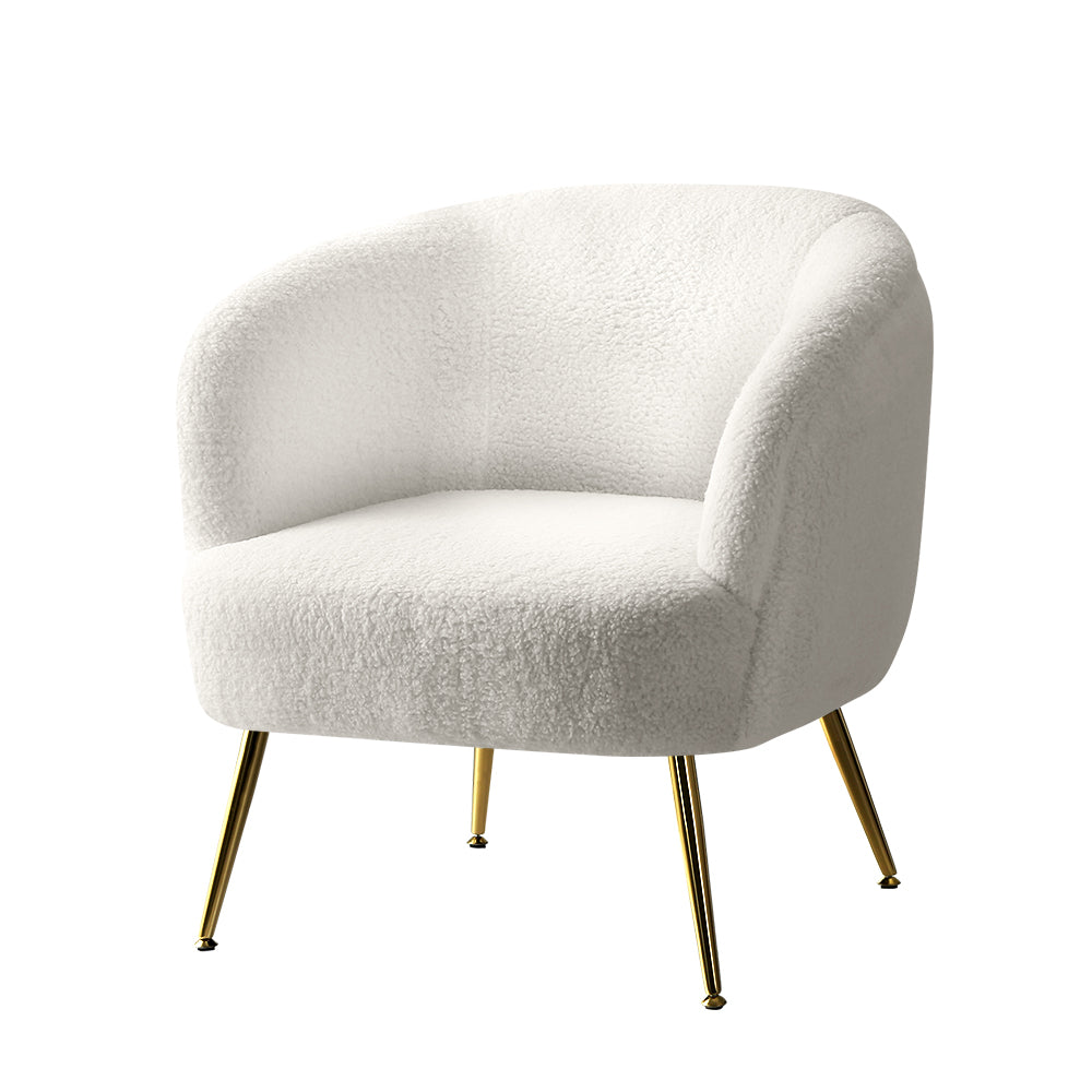 Artiss Sherpa Boucle Armchair White Lounge Chair Furniture For Home And Garden Sofas Armchairs & Couches