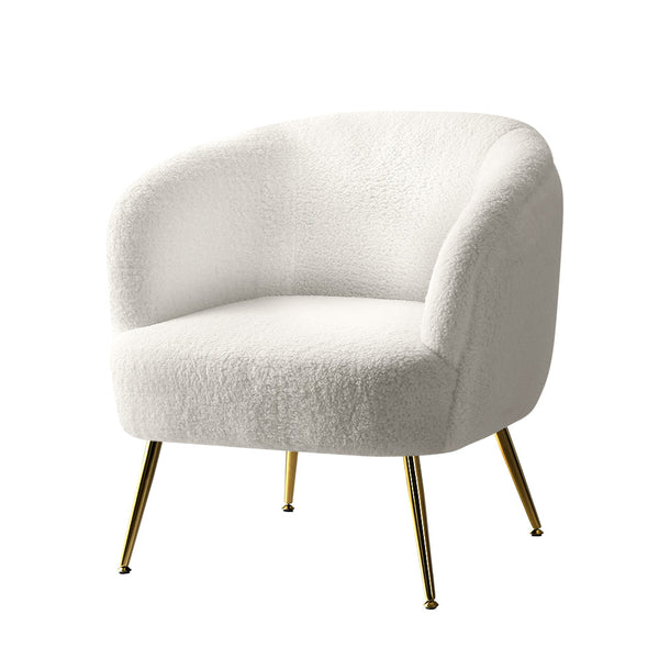 Artiss Sherpa Boucle Armchair White Lounge Chair Furniture For Home And Garden Sofas Armchairs & Couches