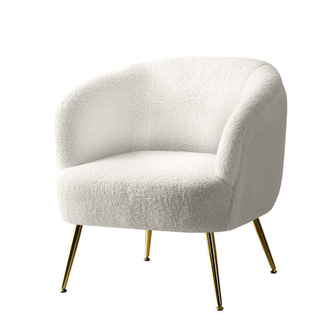 Artiss Sherpa Boucle Armchair White Lounge Chair Furniture For Home And Garden Sofas Armchairs & Couches