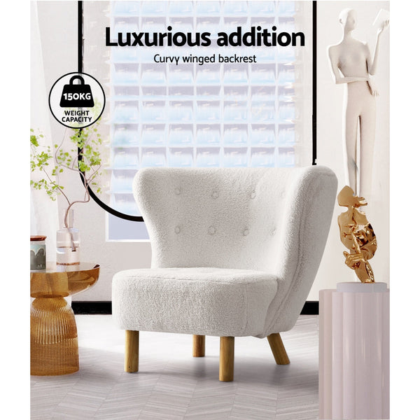 Artiss Armchair Lounge Accent Chair Armchairs Couch Chairs Sofa Bedroom White Sofas Armchairs & Couches