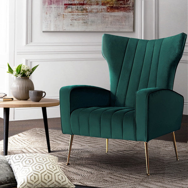 Artiss Armchair Green Velvet Kate Sofas Armchairs & Couches